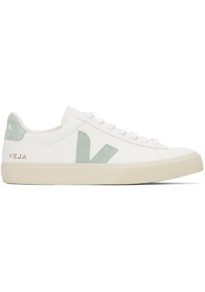 VEJA White & Green Campo Leather Sneakers