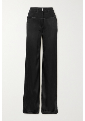 Givenchy - Distressed Denim And Satin Straight-leg Pants - Black - 25,26,27,28,29,30,31