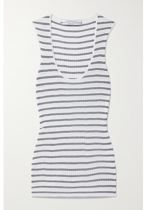 Another Tomorrow - + Net Sustain Striped Ribbed-knit Tank - White - x small,small,medium,large,x large