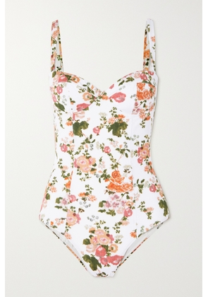 Erdem - Amilia Floral-print Swimsuit - Orange - small,medium,large