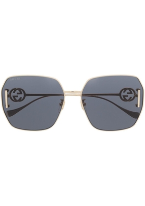 Gucci Eyewear oversized-frame logo-plaque sunglasses - Gold