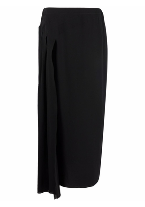 CHANEL Pre-Owned 1999 pleat-detailing straight silk skirt - Black