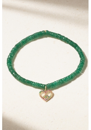 Sydney Evan - Small Peace Heart 14-karat Gold Multi-stone Bracelet - One size
