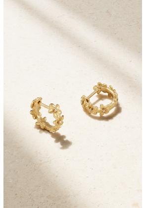 Sydney Evan - Tiny Plumeria 14-karat Gold Diamond Hoop Earrings - One size