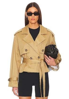 Favorite Daughter The Cropped Charles Trench Coat in Tan. Size L, S.