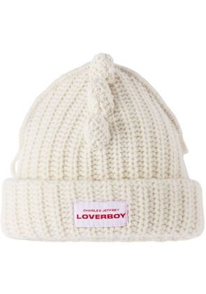 Charles Jeffrey LOVERBOY SSENSE Exclusive Baby Off-White Chunky Spikes Beanie