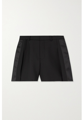 Sacai - Satin-trimmed Pleated Woven Shorts - Black - 1,2,3,4