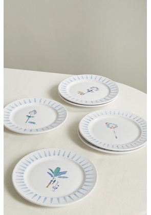 Emporio Sirenuse - Set Of Six Ceramic Dessert Plates - Green - One size