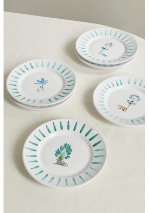 Emporio Sirenuse - Set Of Six Ceramic Dinner Plates - Blue - One size