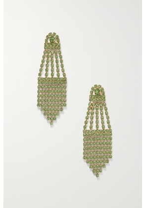 Oscar de la Renta - Gold-tone Crystal Earrings - Green - One size