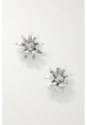 Oscar de la Renta - Small Dahlia Silver-tone Crystal Earrings - One size