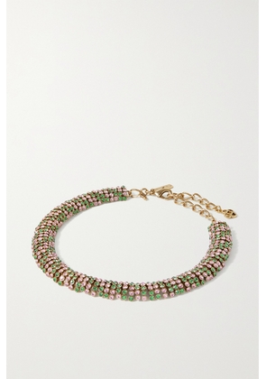 Oscar de la Renta - Disco Gold-tone Crystal Necklace - Green - One size
