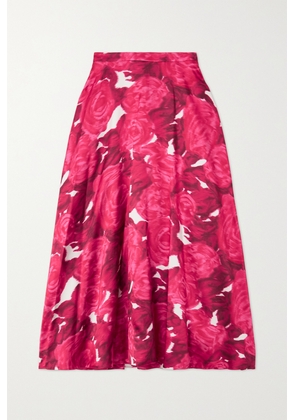 Valentino Garavani - Floral-print Duchesse-satin Midi Skirt - Pink - IT36,IT38,IT40,IT42,IT44,IT46,IT48