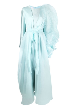 Gaby Charbachy puff-sleeve pleated gown - Blue