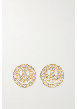 Sydney Evan - Happy Face 14-karat Gold Diamond Earrings - One size