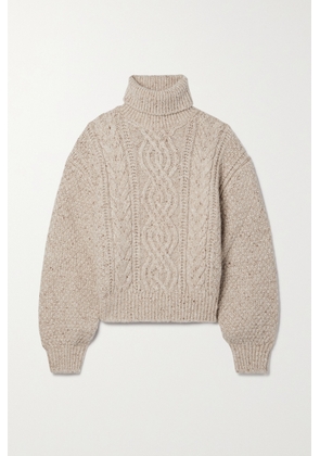 Loro Piana - Cable-knit Wool And Cashmere-blend Turtleneck Sweater - Neutrals - x small,small,medium,large,x large