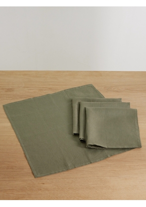 L'Objet - Set Of Four Linen Napkins - Green - One size