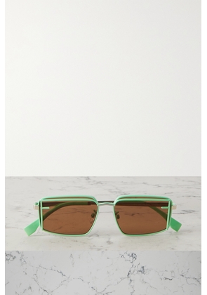 Fendi - Fendi First Square-frame Silver-tone And Enamel Sunglasses - Green - One size