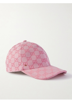 Gucci - Leather-trimmed Cotton-blend Canvas-jacquard Baseball Cap - Pink - XS,S,M,L,XL