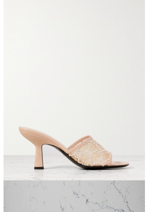 Gucci - Demi Leather-trimmed Crystal-embellished Mesh Mules - Pink - IT36,IT36.5,IT37,IT37.5,IT38,IT38.5,IT39,IT39.5,IT40,IT40.5,IT41,IT41.5,IT42