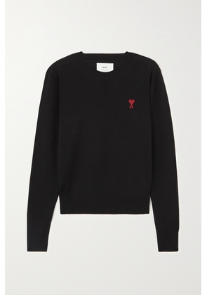 AMI PARIS - + Net Sustain Adc Embroidered Merino Wool Sweater - Black - xx small,x small,small,medium,large,x large