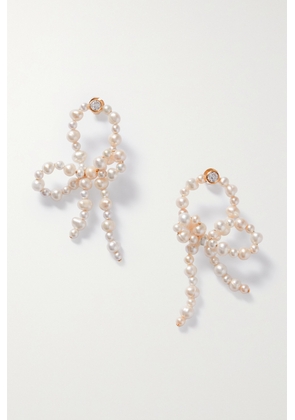 Completedworks - + Net Sustain Loop-the-loop Recycled Gold Vermeil, Pearl And Cubic Zirconia Earrings - White - One size