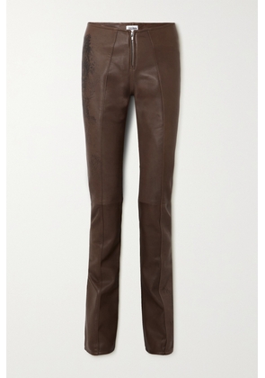 Jean Paul Gaultier - Printed Leather Bootcut Pants - Brown - FR34,FR36,FR38,FR40,FR42,FR44
