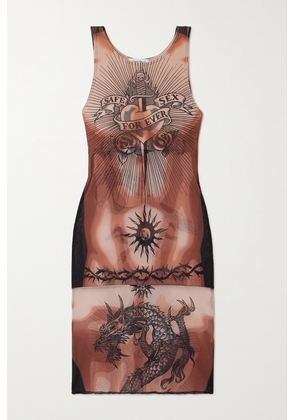 Jean Paul Gaultier - Printed Tulle Mini Dress - Neutrals - xx small,x small,small,medium,large,x large