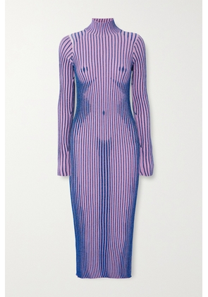 Jean Paul Gaultier - Ribbed Metallic Merino Wool-blend Midi Dress - Pink - xx small,x small,small,medium,large,x large