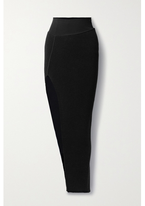 Rick Owens - Asymmetric Ribbed Cashmere-blend Maxi Skirt - Black - x small,small,medium,large,x large