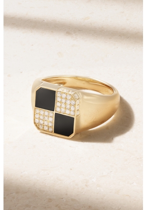 Yvonne Léon - Mini Damier 9-karat Gold, Onyx And Diamond Ring - 3,4,5