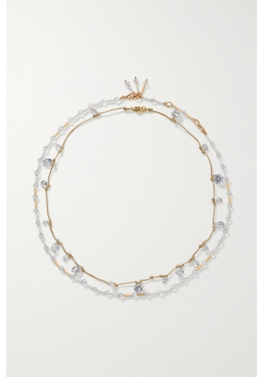 Roxanne Assoulin - Set Of Two Rose And Yellow Gold-tone, Bead And Crystal Necklaces - White - One size