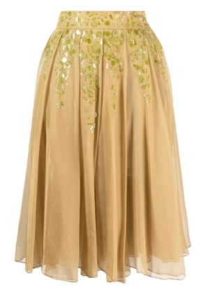 Romeo Gigli Pre-Owned 2000s sequinned silk pleated skirt - Gold
