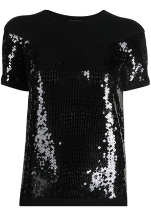 CHANEL Pre-Owned 2008 sequinned cashmere knitted top - Black