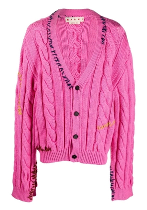 Marni stitch-detail cable-knit cardigan - Pink