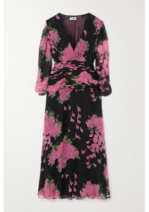 RIXO - Racquel Ruched Floral-print Devoré-velvet Midi Dress - Multi - UK 6,UK 8,UK 10,UK 12,UK 14,UK 16,UK 18,UK 20