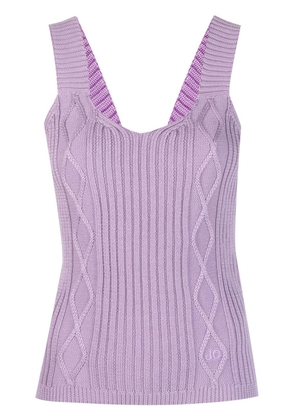 Jacob Cohën logo-embroidered cable-knit tank top - Purple