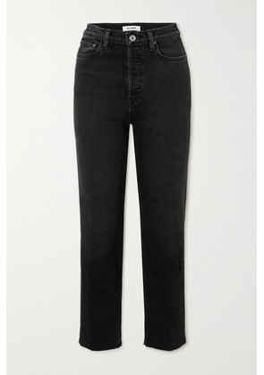 RE/DONE - 70s Stove Pipe Cropped Distressed High-rise Straight-leg Jeans - Black - 24,25,26,27,28,29,30,31