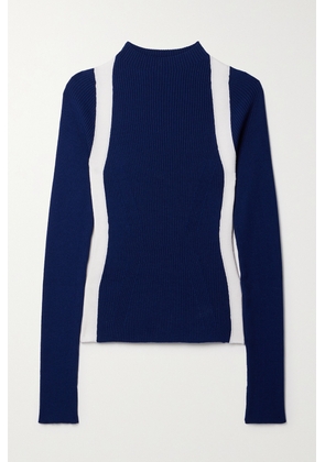 Cordova - Pista Paneled Ribbed Merino Wool Sweater - Blue - x small,small,medium,large
