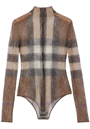 Burberry checkered lace bodysuit - Brown