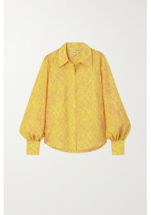 L'Agence - Jayleen Printed Tencel-blend Blouse - Yellow - x small,small,medium,large