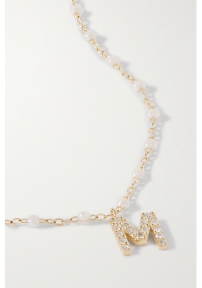 Gigi Clozeau - Lucky Letter 18-karat Gold, Resin And Diamond Necklace - Neutrals - A,B,C,D,E,G,H,J,K,L,M,N,R,S,T