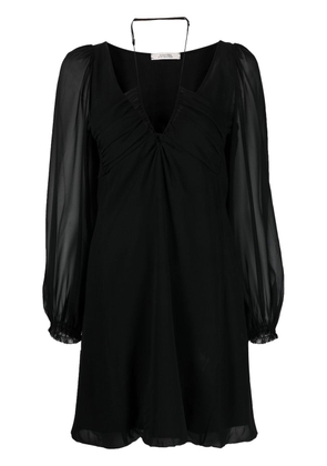 Dorothee Schumacher sheer-sleeve V-neck minidress - Black