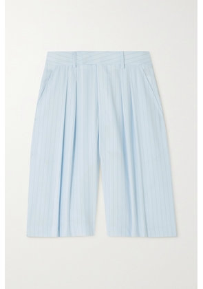 The Frankie Shop - Vivian Pleated Striped Crepe De Chine Shorts - Blue - x small,small,medium,large,x large
