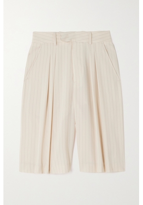 The Frankie Shop - Vivian Pleated Striped Crepe De Chine Shorts - Neutrals - x small,small,medium,large,x large