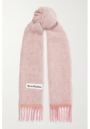 Acne Studios - Fringed Knitted Scarf - Pink - One size