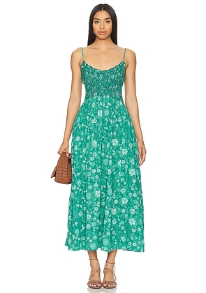 Free People Sweet Nothings Midi Dress In Forest Combo in Green. Size M, S, XL, XS.