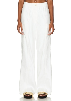 Central Park West Leila Linen Pant in White. Size M, XL, XS.