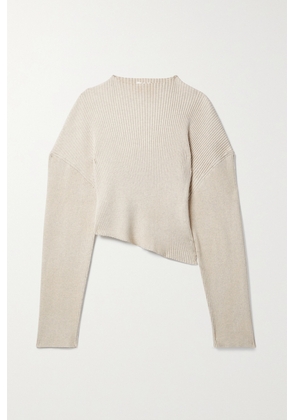 The Row - Danana Asymmetric Ribbed Cotton Sweater - White - x small,small,medium,large,x large