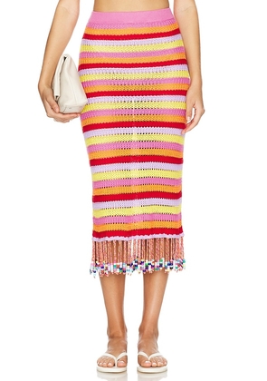 Capittana Sally Multicolor Midi Skirt in Pink,Red. Size XL, XS/S.